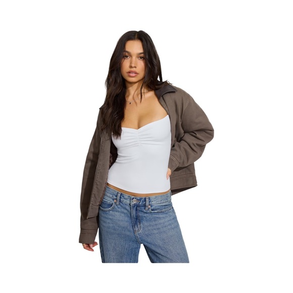 Garage Zip Front Twill Worker Jacket Brown NWT Size S - Picture 3 of 11